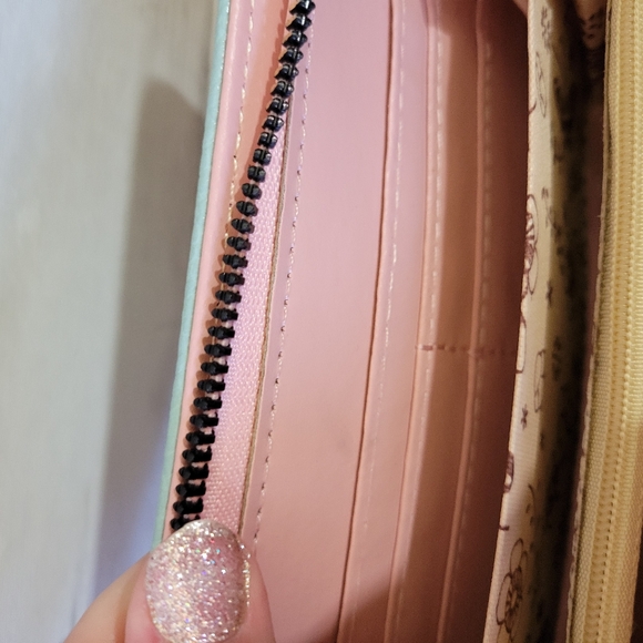 Fashion Nova Large Zip Around Wallet Turquoise & Pink Vegan Leather Wristlet - Picture 8 of 10